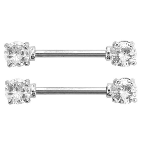 Aanklager Snel inzet Nipple Ring Bars Surgical Steel Nipple Bar with Large 5mm CZ's 1/2'' bar -  Walmart.com