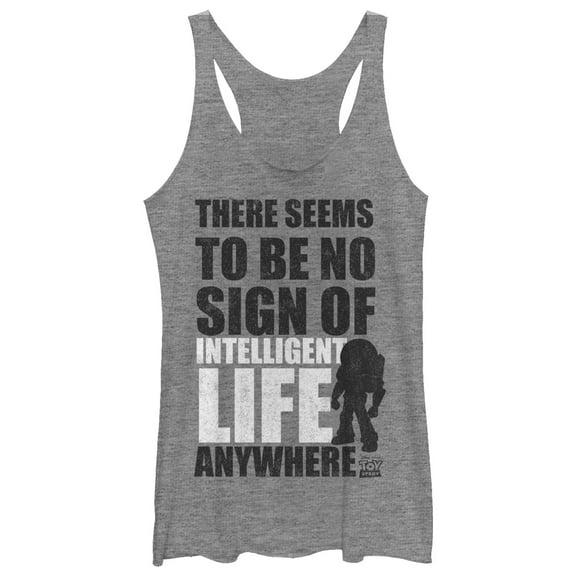 Women's Toy Story No Intelligent Life Silhouette Racerback Tank Top Gray Heather X Large