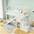 thumbnail image 1 of Gymax Lit Superposé Simple sur Simple avec Glissade et Compartiments de Rangement d'Escalier pour Enfants et Ados Blanc, 1 of 10