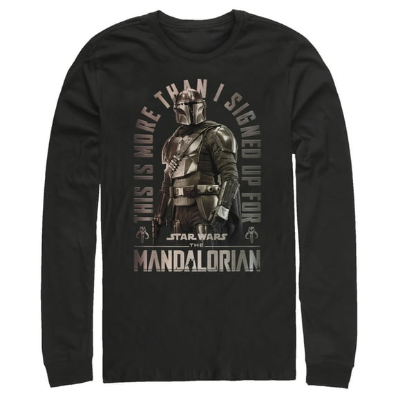 Men's Star Wars: The Mandalorian Shining Mando  Long Sleeve Shirt Black Medium