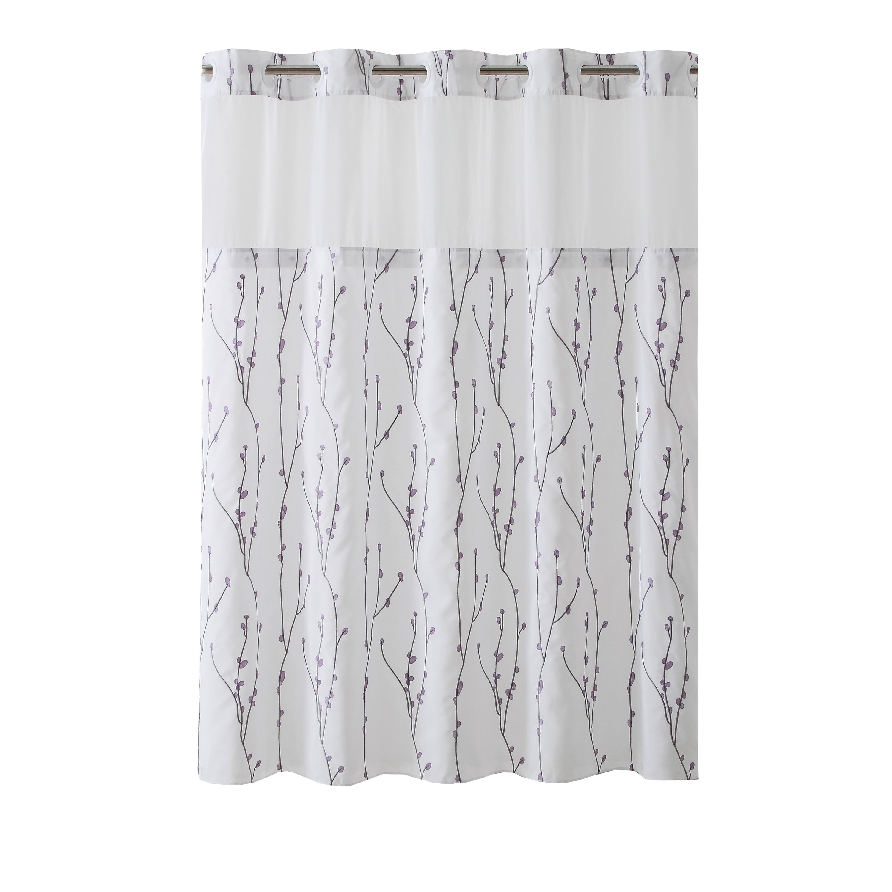 Hookless Cherry Blossom Embroidery Polyester Shower Curtain