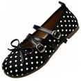 thumbnail image 2 of Samdudou Mary Janes Shoes for Women Closed Toe Round Front Multiple Criss Cross Buckle Straps Sweet Bowknot Decor Polka Dot Print Casual Walking Everyday Footwear, 2 of 8