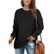 thumbnail image 1 of Sudaderas casuales lisas de manga larga con cuello redondo para mujer, suéteres holgados, 1 of 5