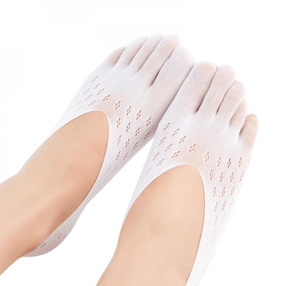 Five-Toe Stockings Ladies Velvet Summer Mesh Breathable Stealth Shallow Mouth Silicone Boat Socks Plum Type