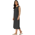 thumbnail image 2 of eloria Women Tunic Top Maxi Sleevless Round Neck Casual Dress Color : Grey Size : XS, 2 of 6