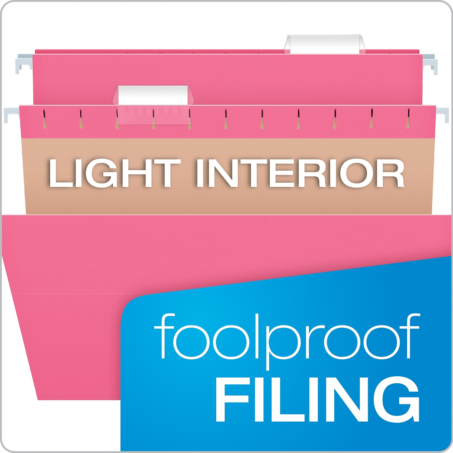 Pendaflex 81609 Hanging File Folders, 1/5 Tab, Letter, Pink, 25/Box