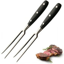 Bxaolu 2 Pieces Carving Fork for Meat 12 Inch Kitchen Stainless Steel Serving Cooking with Wood Handle, Xmas Party Barbecue BBQ Fork, Black