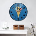 thumbnail image 2 of Yayeee Wall Clock for Living Room 9.5 inch Battery Operated Round with Holder, Colorful Ice Cream Cat, 2 of 7