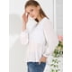 thumbnail image 4 of Blusa Top Allegra K Cuello En V Color Sólido Manga Larga Volantes para Mujeres Blanco M, 4 of 6