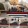 thumbnail image 5 of Round Area Rugs 8 Feet - Independence Day USA Flag Thin Red Line Soft Indoor Throw Rugs Carpets for Living Dining Bedroom Kids Room Non-Slip Playroom Crawl Rug Floor Mats Patriotic Firefighter, 5 of 9