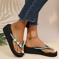 thumbnail image 5 of ZTTD Ladies Fashion Summer Flip Flops Casual Rhinestone Flowers Thick Sole Sandals Green, 5 of 6