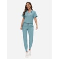 thumbnail image 2 of Set Scrub VIAOLI para mujer con bolsillo y pantalones deportivos con cuello en V, 2 of 6