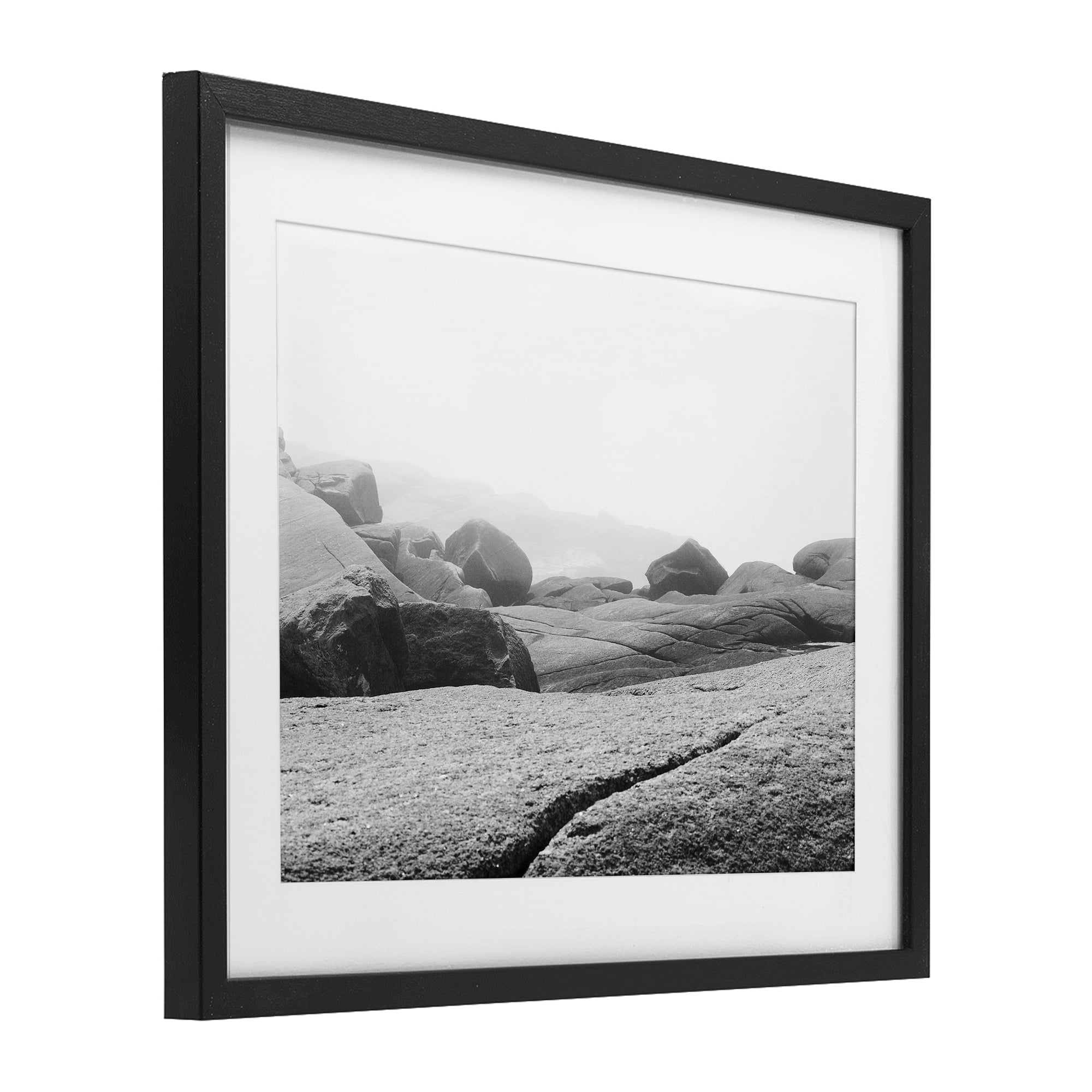 Rocks at Peggy's Cove Black Framed Print Under Glass, design by Clive Branson
