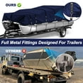 thumbnail image 3 of Seapisode 900D Marine Grade Fade and Tear Resistant Trailerable Pontoon Boat Cover，Heavy-Duty Waterproof and UV-Proof Pontoon Covers with Windproof Metal Buckle Straps Fit 25ft-28ft Long(Navy), 3 of 6