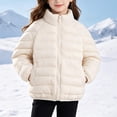 thumbnail image 2 of Kogui Kids Stand-Collar Puffer Jacket Hoodless Zip-Up Lightweight Winter Coat Ages 12M-8Y 5T 6T (White,5-6 Years), 2 of 7