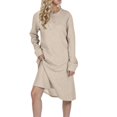 thumbnail image 2 of BangWanChi Long Sleeve Dress for Women Fall Women's Solid Color Textured Long Sleeved Round Neck Thick Dress, 2 of 5