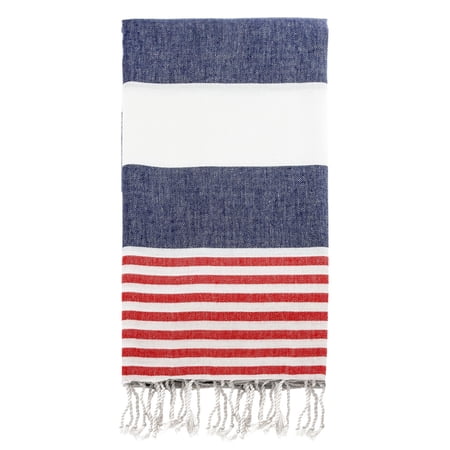 Swan Comfort 100% Cotton Pestemal Turkish Bath & Beach Towel 39 x 70 - Navy - Red