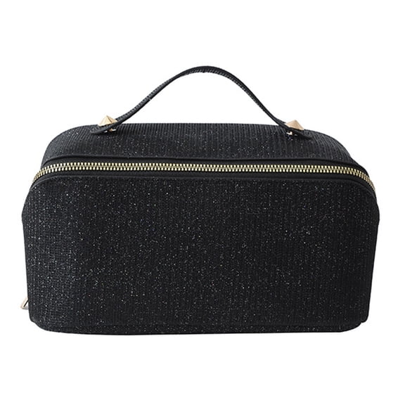 Shoreew Cosmetic Bag Glitter Makeup Bag Organizer with Zipper And Sturdy Handle Large Capacity Toiletry Pouch for Travel