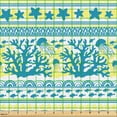 thumbnail image 2 of Ambesonne Aqua and Coral Fabric by the Yard Upholstery, Striped Jellyfish, 5 Yards, Sea Blue and Pastel Yellow, 2 of 5