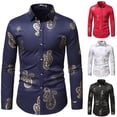 thumbnail image 4 of Mens Button Up Long Sleeve Bronzing Tops Plain Slim Fit Stretch Dress Shirts, 4 of 6