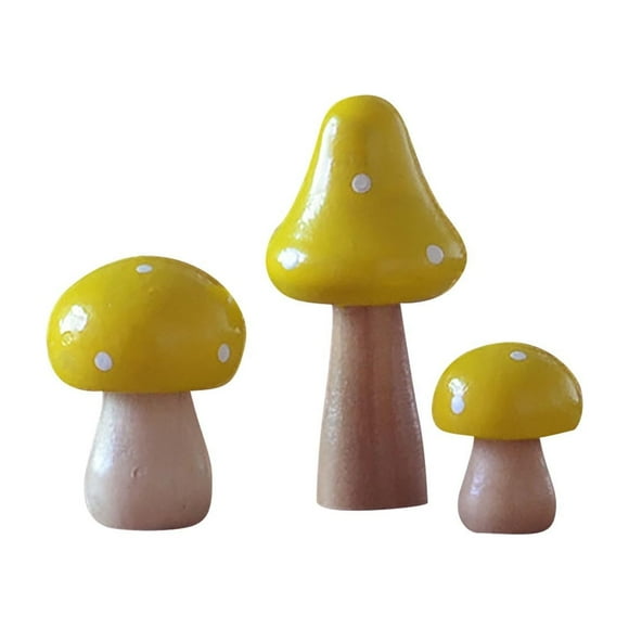 Bwiyojiz Count 3pcs 1.3-2.8"L Wood Wooden Flower Arrangement, Bonsai, Potted Plant, Moss, Landscape, Small Ornaments, Succulent Plants, Home Decoration, Ornaments & Decorative Accents, Yellow