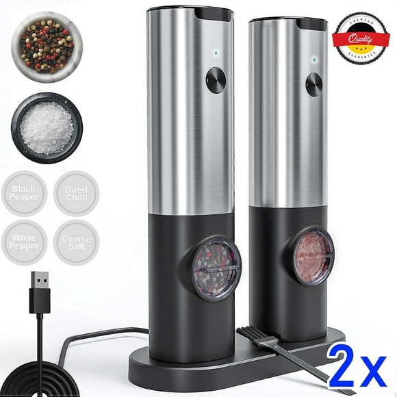 2 PROFI pepper mill electric salt and pepper mill USB rechargeable spice mill