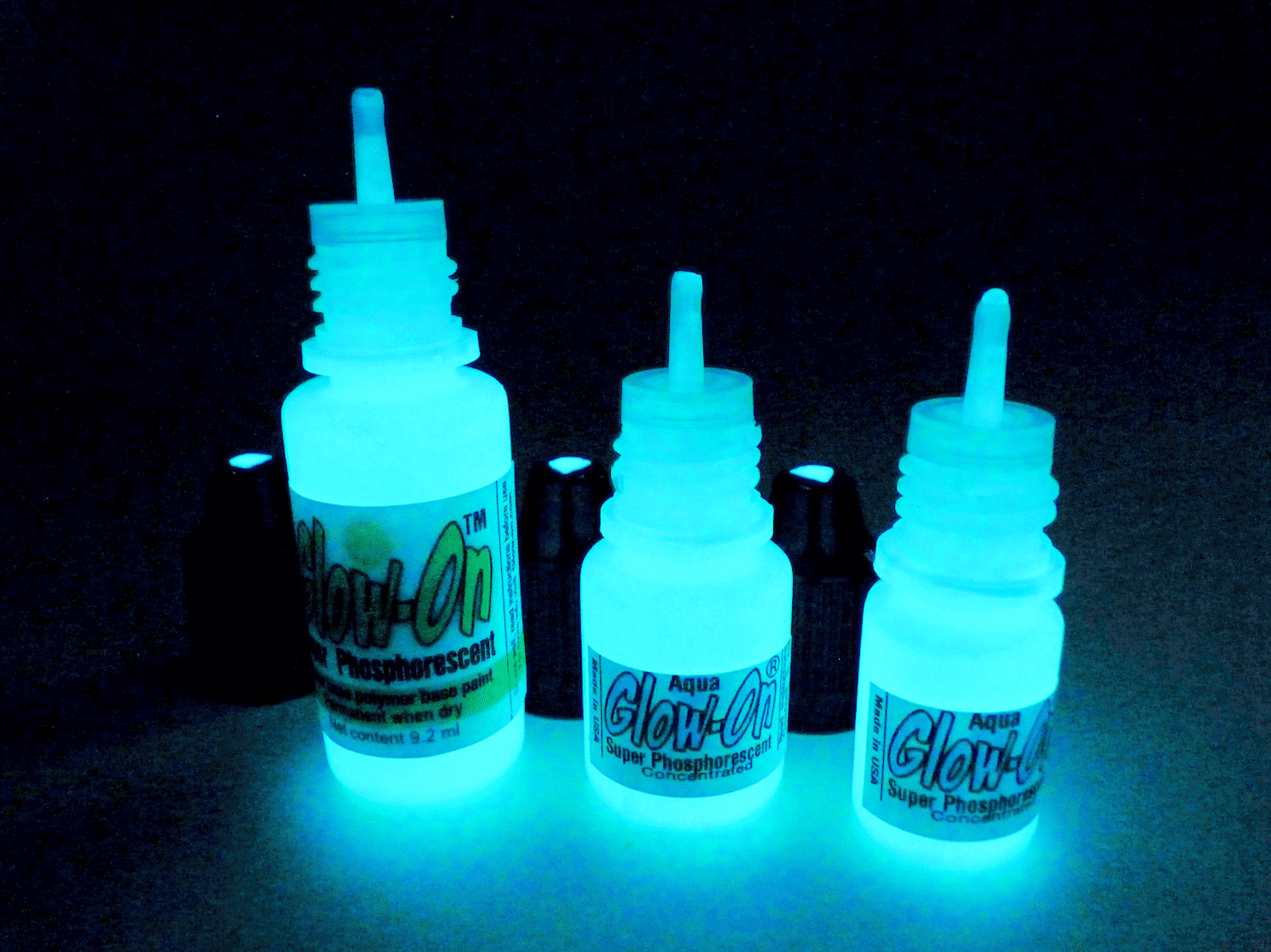 Glow On Super Phosphorescent Paint With Tip Applicator, Aqua, White Color, Aqua Glow, Large 10 ml Bottle.