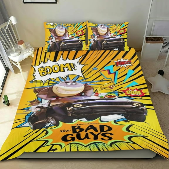 The Bad Guys Themed Bed Sheet Set Three Piece Set 36x75 In ches Comfortable And Skin Friendly Unique Design Creating A Star Studded Night Home Decor Gifts For Family Friends fans