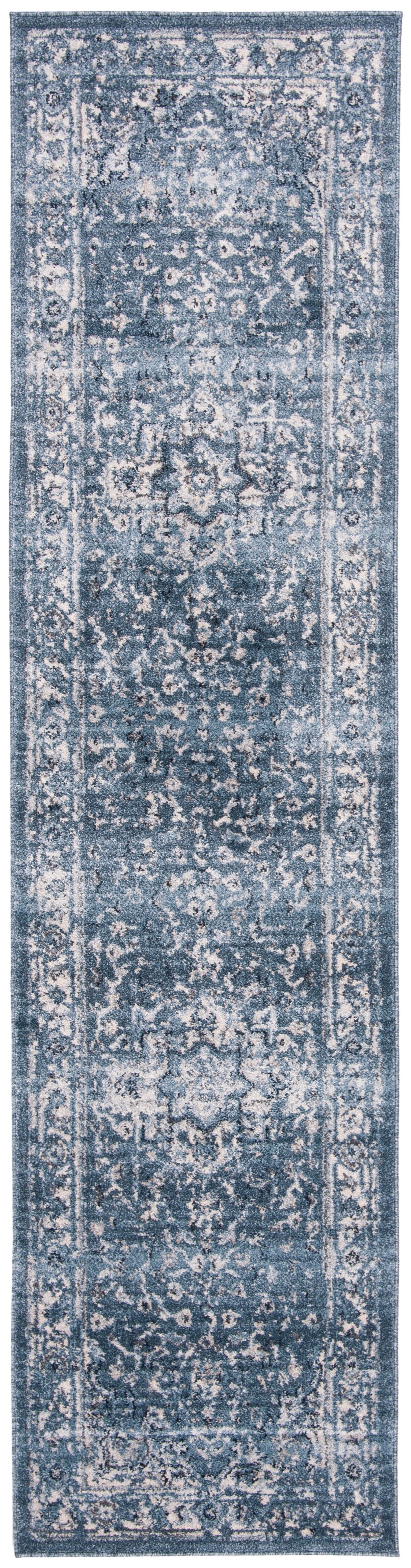 SAFAVIEH Charleston Zharko Floral Runner Rug, Navy/Creme, 2' x 14'