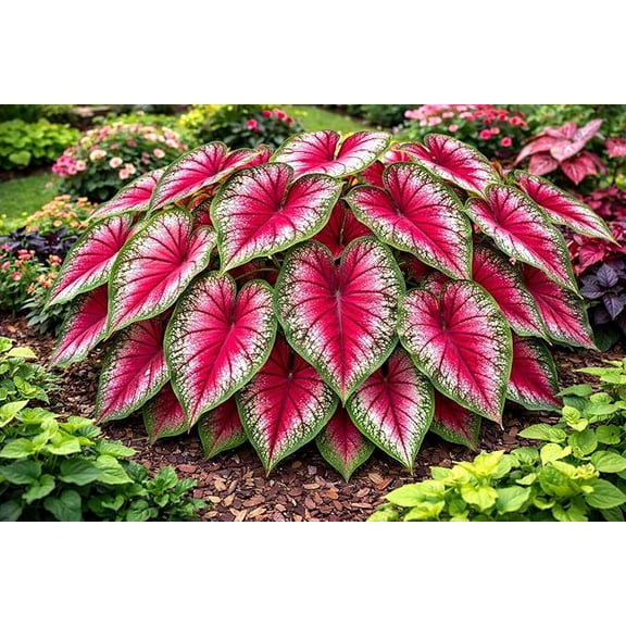 4 Chinook Caladium Bulbs for Planting - Great Indoor Plants (4 Bulbs)