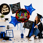 PMU Grad U Roc! Balloon Bouquet Blue (5/pkg) Pkg/1