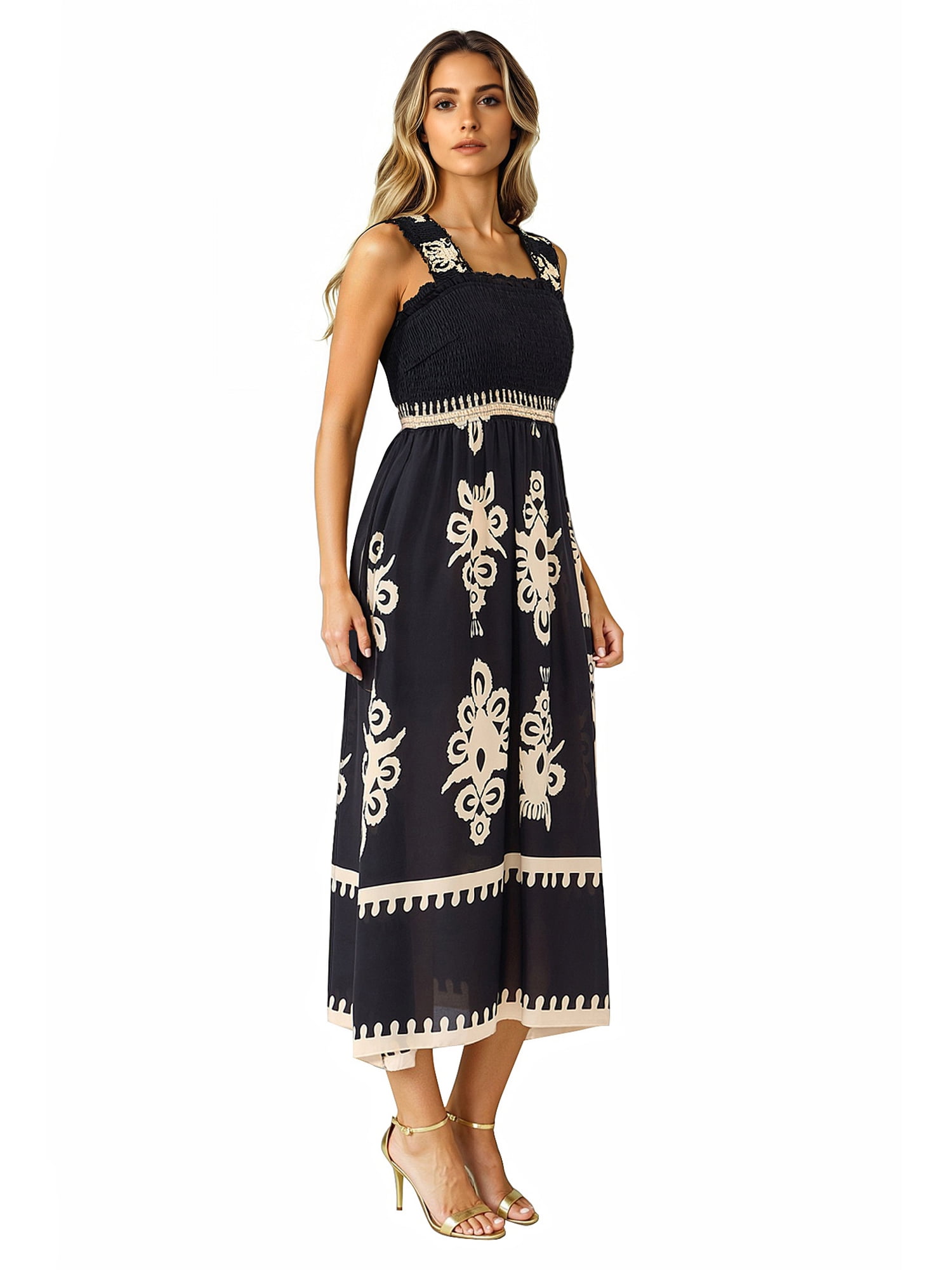 PRETTYGARDEN Women's Square Neck Sleeveless Maxi Dress, Sizes S-XXL