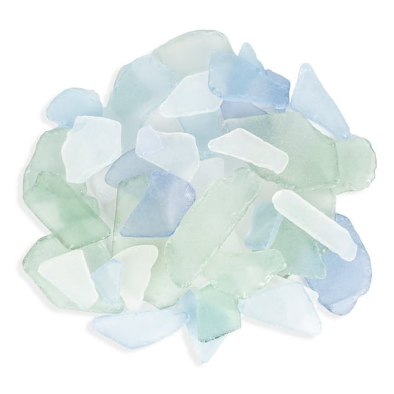 Nautical Crush Trading Sea Glass Assortment Light Blue Green & White Decorative Stones, 11 oz Bag