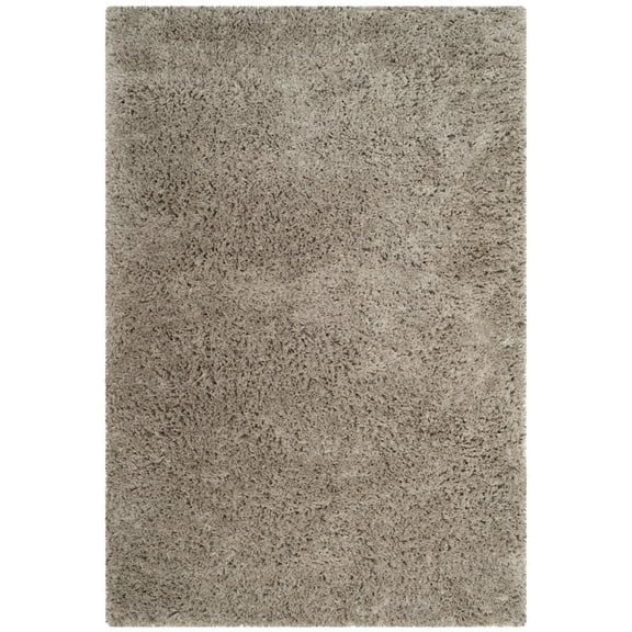 SAFAVIEH Florence Waverly Solid Polyester Shag Area Rug, Silver, 4' x 6'