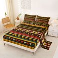 thumbnail image 2 of jejeloiu Bohemian Aztec Queen Sheets For Men Women,Colorful Tribal Queen Sheet Sets,Multicolor Black,4pcs,1 Flat Sheet, 1 Fitted Sheet and 2 Pillowcases, 2 of 6