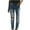 Blue, variant on Bigersell Women's High Waist Pants Full Length Pants Fashion Women Pockets Button Mid Waist Skinny Ripped Jeans Trousers Hole Denim Pants Ladies' Patchwork Pants