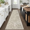 thumbnail image 3 of GLATTICE Runner Rug for Hallway 2x10 Non Slips Rug Runner Super Soft Kitchen Runner Rug Printed Faux Wool Floral Thin Rugs for Entryway Laundry Room Bedroom, Taupe Beige with Ivory Hues, 3 of 7
