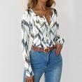 thumbnail image 6 of Boho Tops for Women Stretch Long Sleeve Ribbed Shirts Henley Neck Floral Print Fall Tunic Blouses Tshirts, 6 of 6