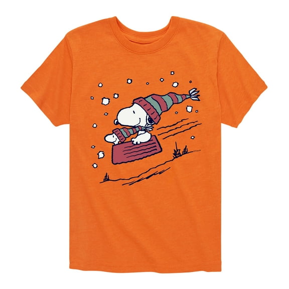 Peanuts - Snoopy Sledding - Toddler & Youth Short Sleeve Graphic T-Shirt