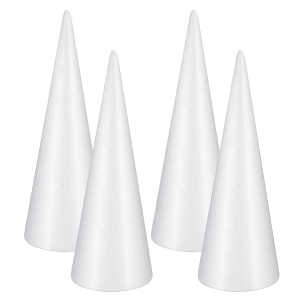 4 conos de espuma para manualidades, material de espuma en blanco, cono de espuma para arte, base de cono de espuma, proyecto de cono de espuma, adorno de cono de espuma