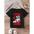 thumbnail image 3 of Young Boy Valentine's Cool Heart Dinosaur Print Casual T-Shirt, 3 of 7