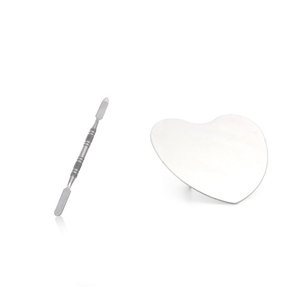 Paleta de mezcla de maquillaje Farfi, paleta de pintura de acero inoxidable multifuncional Diy, juego de espátula y varilla mezcladora para belleza