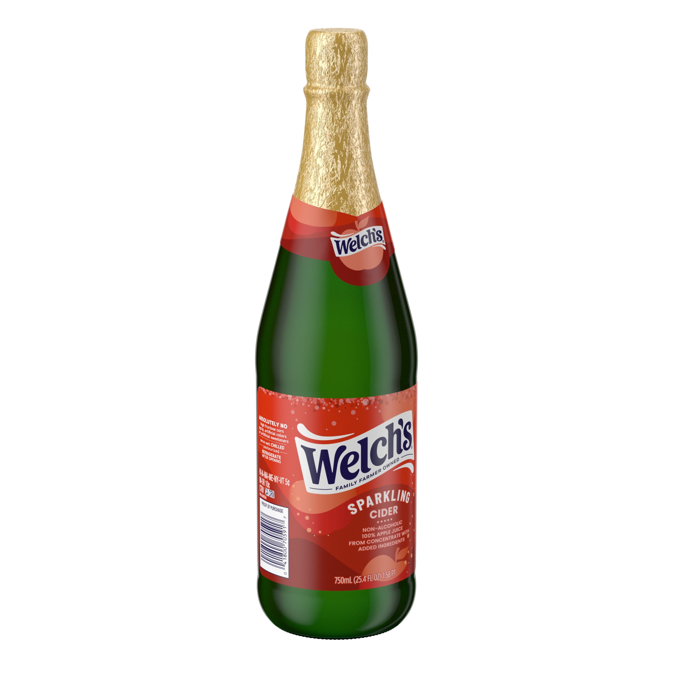 Welch's Non-Alcoholic Sparkling 100% Apple Juice, Cider, 25.4 fl oz Bottle