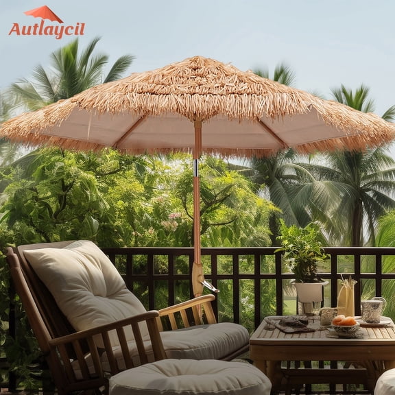 Autlaycil 7.5 ft Hula Thatched Tiki Patio Beach Umbrella Hawaiian Style, Pool, Patio, Beach