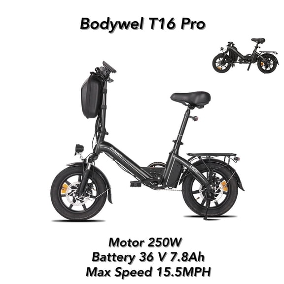 Bodywel T16 Pro 36V 250W UL2849 14" Electric Bike for Adults Teens City Commute