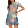 thumbnail image 1 of Easygdp Pastel Abstract Fluid Art Camisón de manga corta para mujer, informal, estampado, 1 of 6
