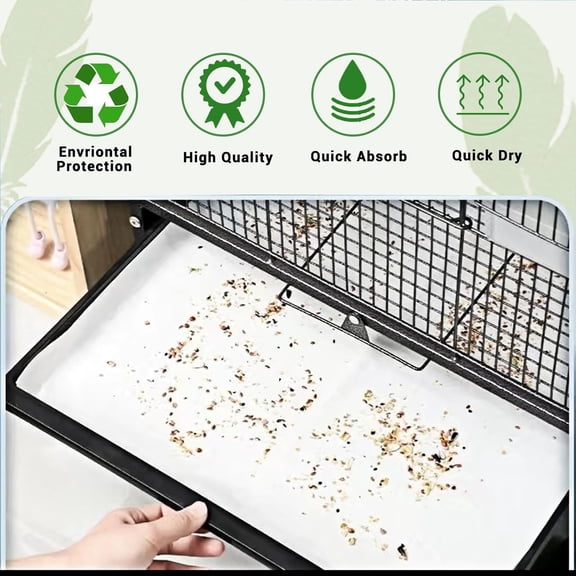 120 Pcs Bird Cage Liner Papers Big Size Cage Paper Liners Disposable Cage Paper Liners Precut Absorbent Cushion Pad Mat Accessories for Pet Bird Parrot (White, 12.2×8.2 inch)