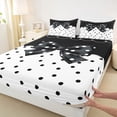 thumbnail image 3 of Castle Fairy Kids Teens Polka Dots Bow Queen Sheet Sets,Black White Bed Set, 3 of 7