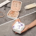 thumbnail image 7 of GZHJMY Travel Jewelry Box Violet Flowers PU Leather Jewelry case Small Portable Jewelry Organizer Box(White) for Necklace Bracelet Earrings Rings, 7 of 7