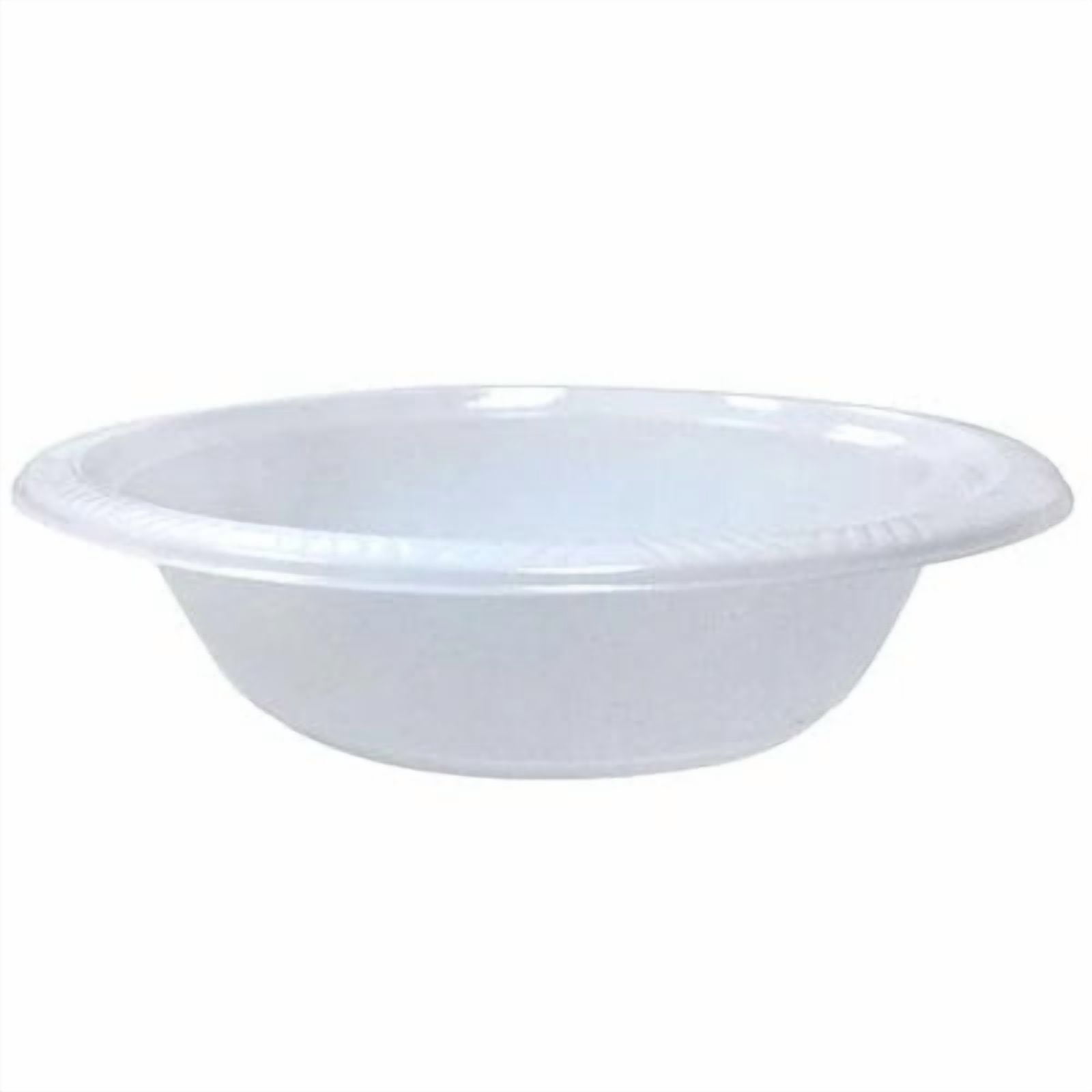 EcoQuality Club Pack 15oz White Plastic Bowl - Disposable Plastic Soup Bowls, Heavy Duty Plastic Salad Bowls, Dessert Bowl for Baby Showers, Weddings, Birthday Party (100)